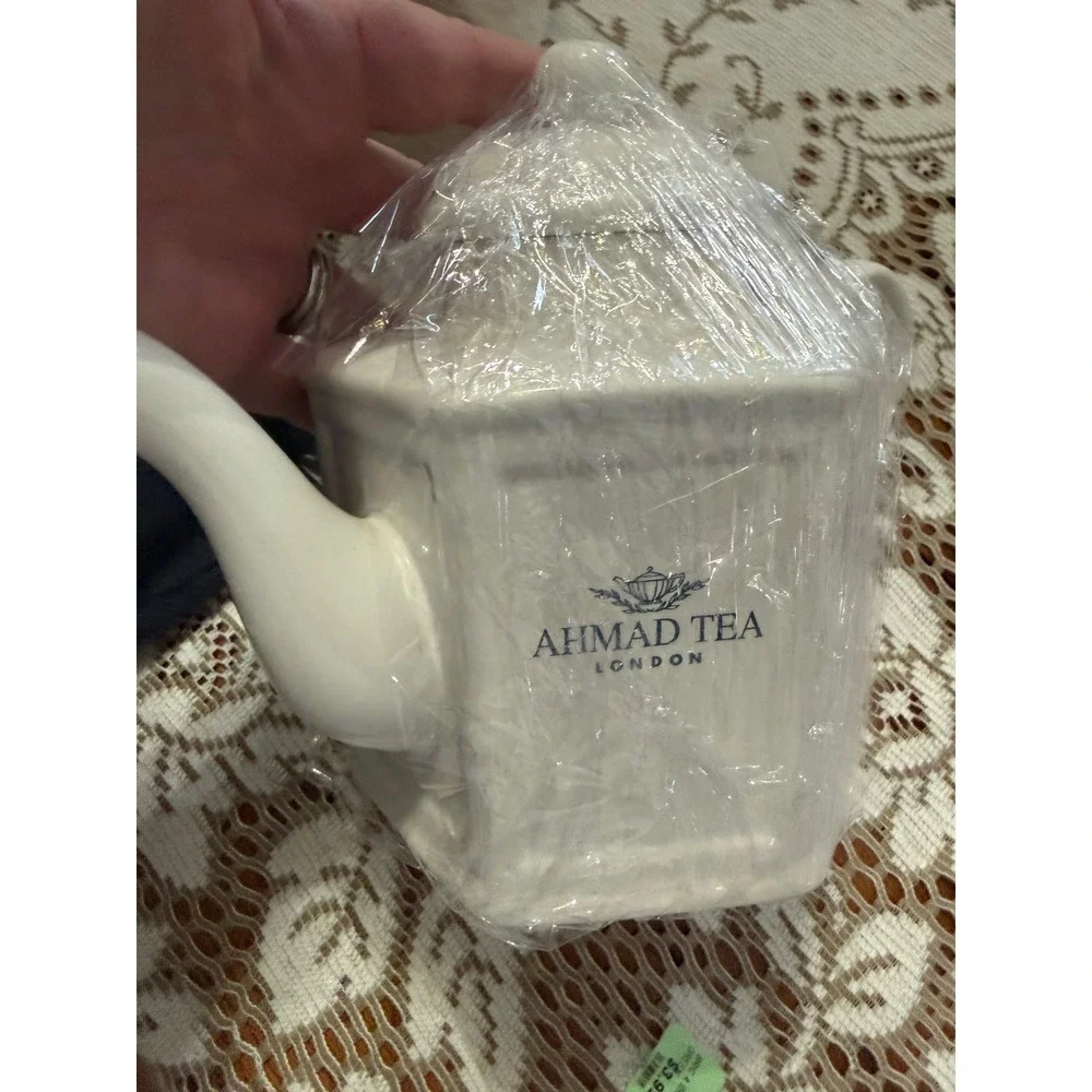 Ahmad Tea London White Ceramic Octagonal Teapot Designpac Inc Microwave Safe‎